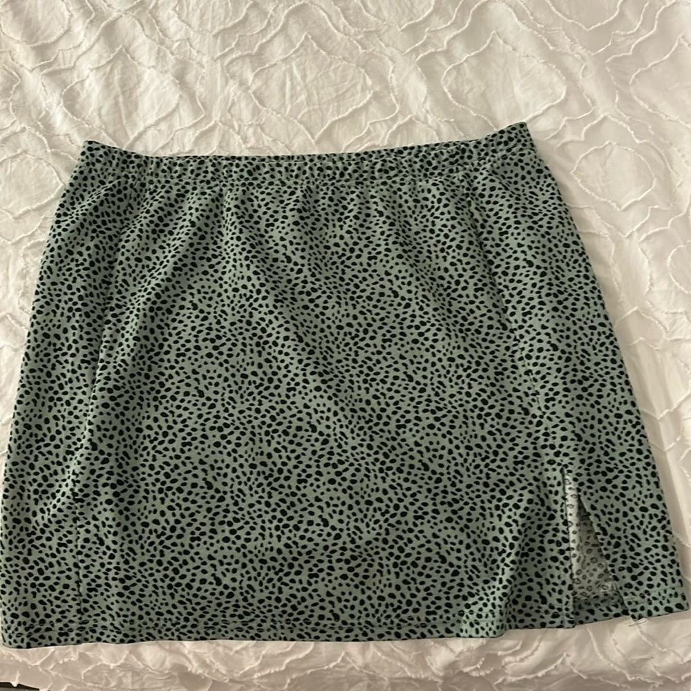 Polka dot skirt.